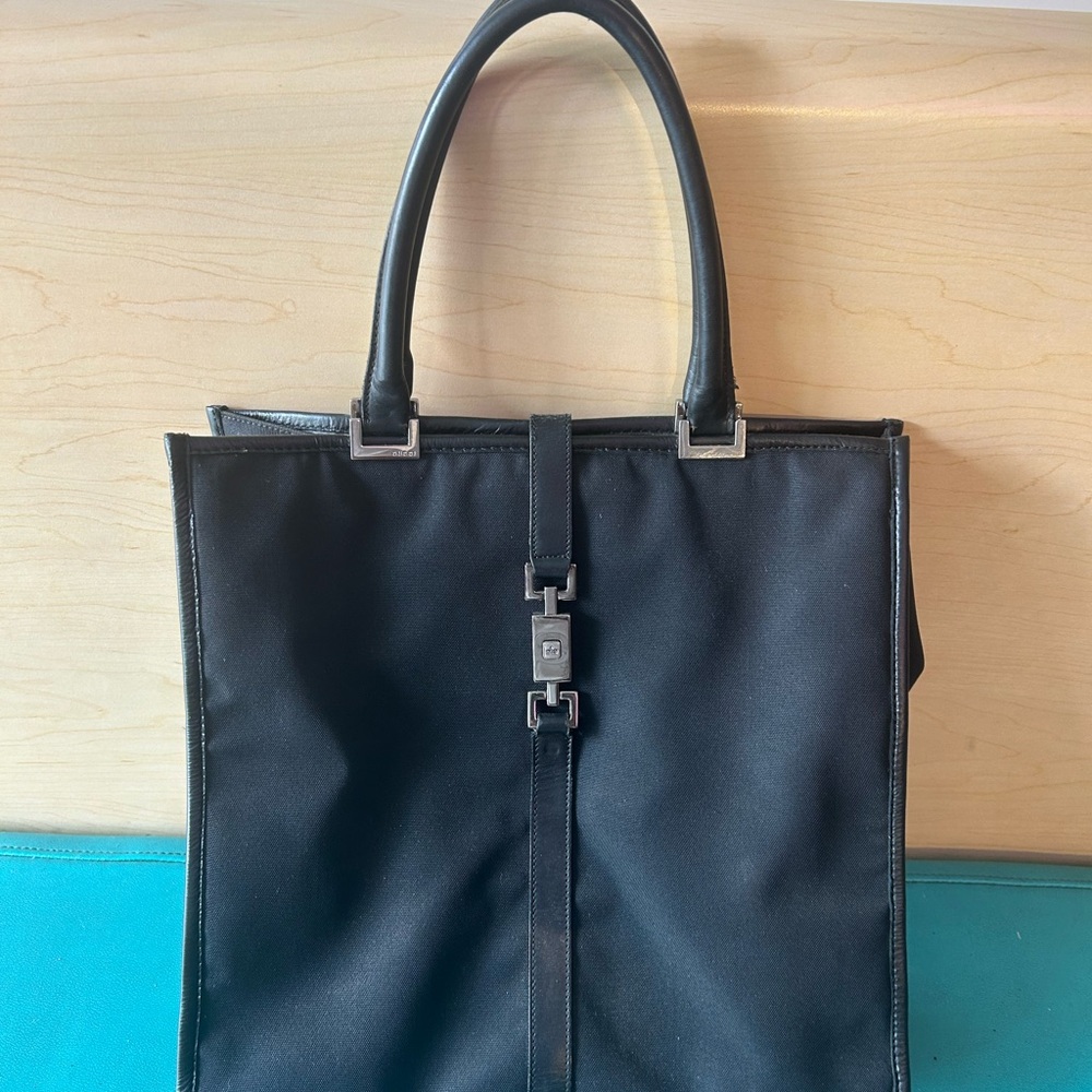 Gucci Black Leather Tote Bag
